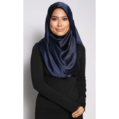 Hajar Silk Shawl in Navy Blue