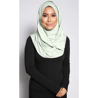 Mariam Jersey Knit Twist Tudung (B) in Soft Green