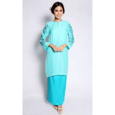 Embellished Baju Kurung in Light Turquoise
