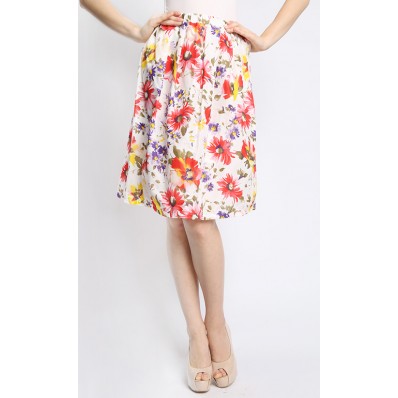 Flora Midi Skirt White