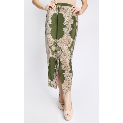 Peony Pareo Skirt in Olive and Brown