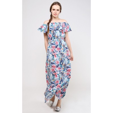 Magdalena Floral Maxi Dress in Blue