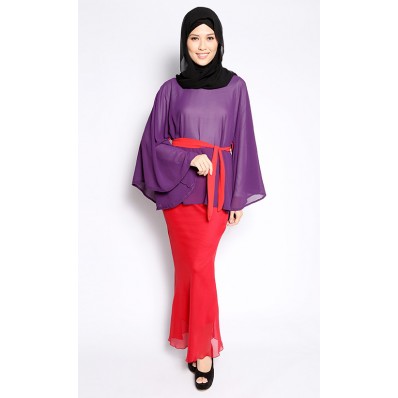 Clarissa Kurung in Purple and Red