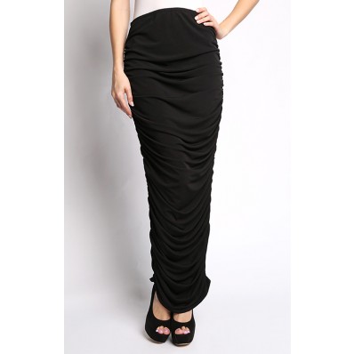 Twisted Skirt with Gathers in Black