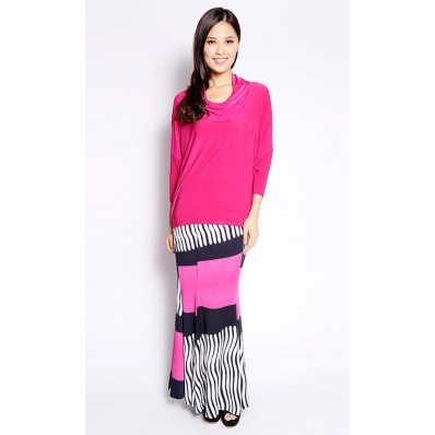 Modern Midi Kurung Kedah in Pink