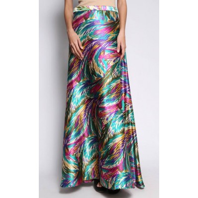 Rainbow Maxi Flare Skirt in Multi