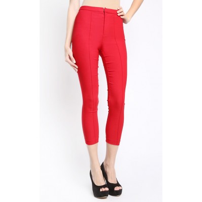 Fitted Pants in Red