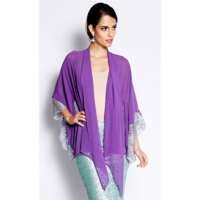 Kimono Kebaya with Lace in Purple and Silver