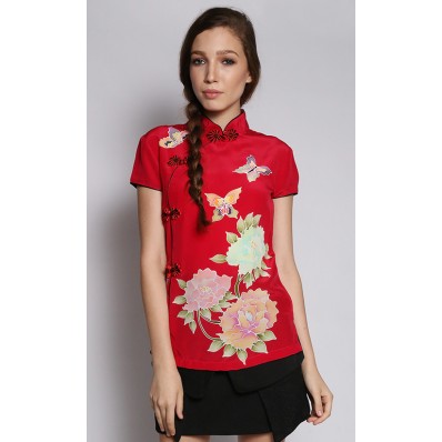 Oriental Blouse in Red