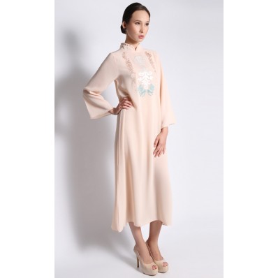Embroidered Kaftan in Peach