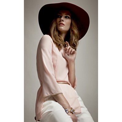 Joni Gold Belted Chain Top in Pink