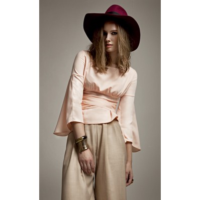 Georgia Bow Tie Kimono Top in Beige