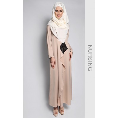 Aishah Wrap Dress in Nude