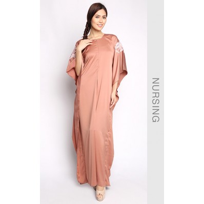 Lace Kaftan in Soft Beige