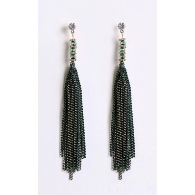 Beaded Drop Earrings in Green