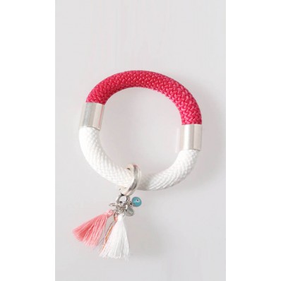 Titania Tassel Bracelet in Fuschia and White 