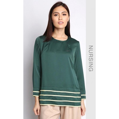 Amani Nursing Blouse in Dark Green