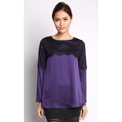 Norii Lace Satin Silk in Purple