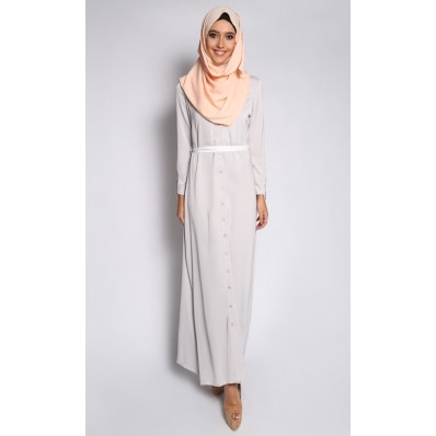 Button Down Abaya in Grey