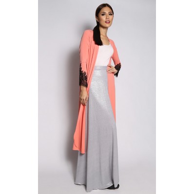 Thunder Lace Cardigan in Peach