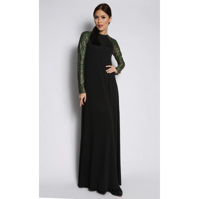Metric Glittery Brocade Jubah in Green