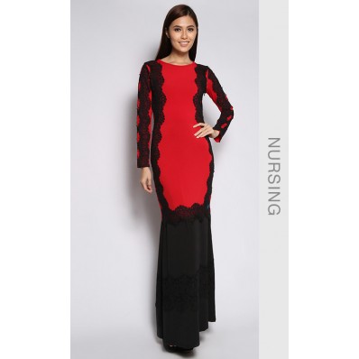 Nursing Victory Kurung in Red