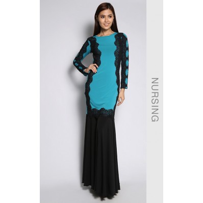 Nursing Victory Kurung in Turquoise