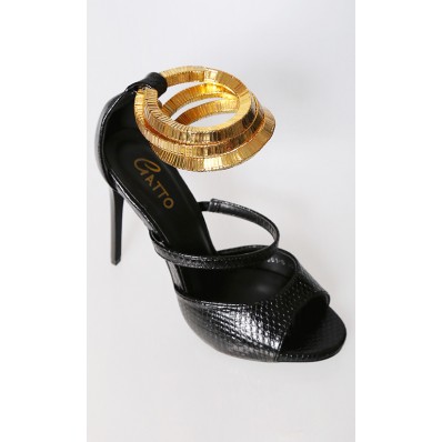 Kyra Heels with Gold Cuff in Black