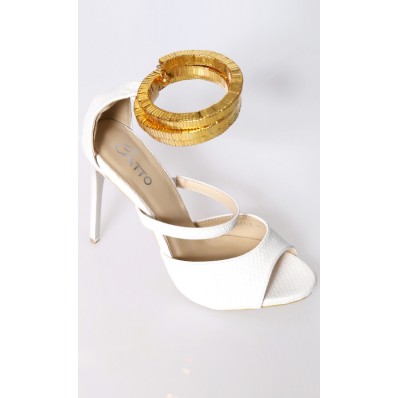 Lyla Heels with Gold Cuff in White