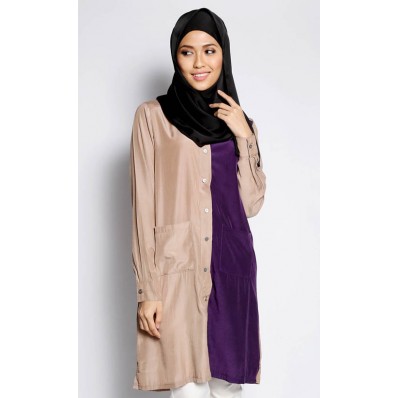 Sumayya Shirt in Khaki and Purple