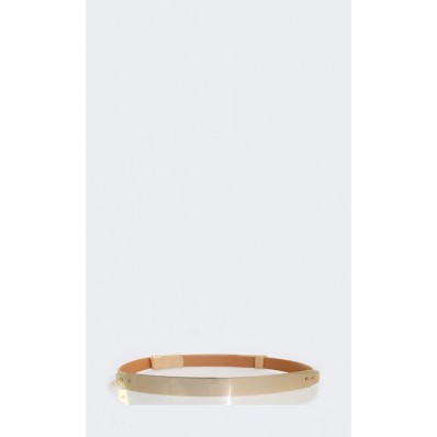 Metal Plate Belt in Beige