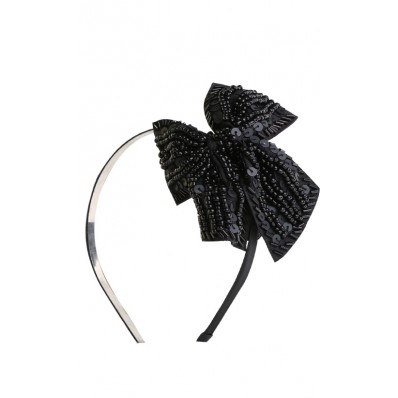 Ribbon Beading Headband in Black