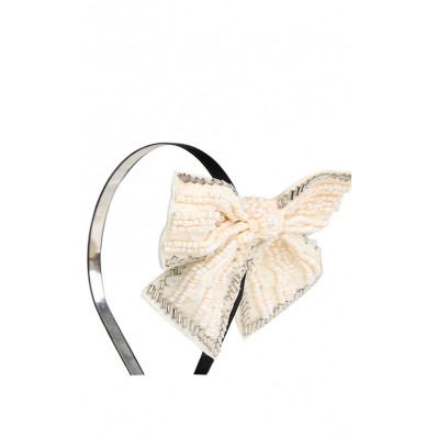 Ribbon Beading Headband in White