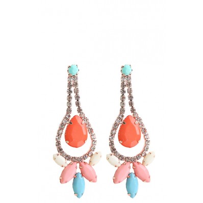 Antique Coloured Drop Earrings in Orange and Coral