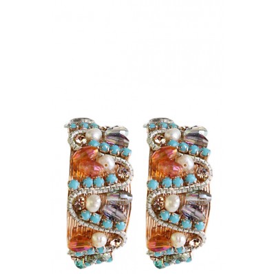 Beaded Embelishment Earrings in Blue