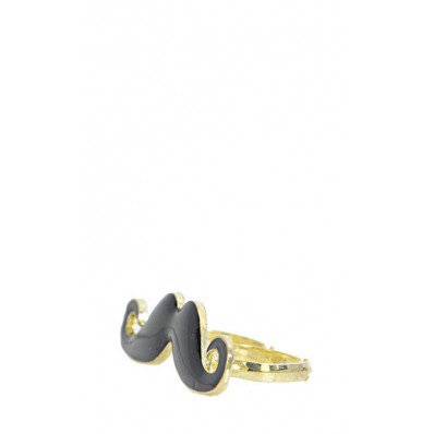 Mustache Ring in Black and Gold