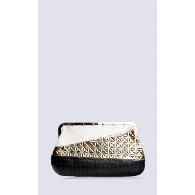 Ceylon Oversized Studded Clutch in Metallic Gold
