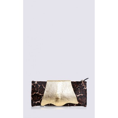 Kay El Batik Print Body Zip Clutch in Leopard