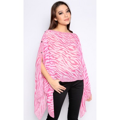 Tiger Stripes Cover Up Top in Pink