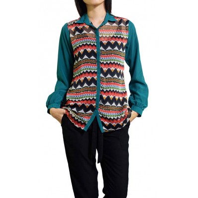 Printed Shirt in Teal