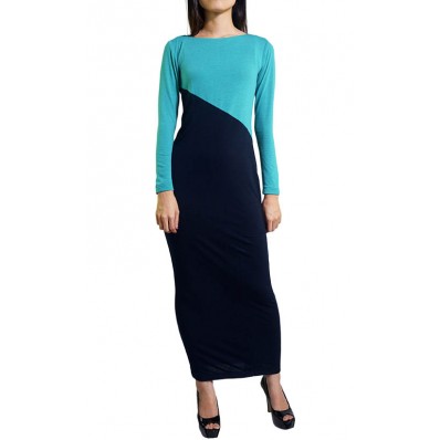 Colour Block Dress in Blue and Green