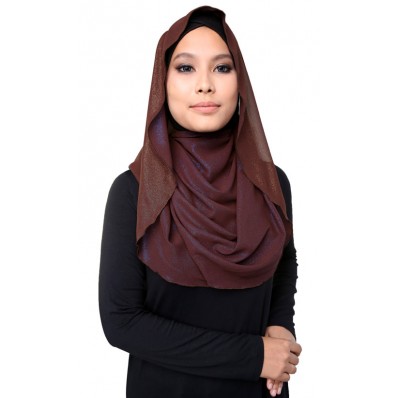 Dual Sided Glitter Halfmoon Shawl in Dark Brown