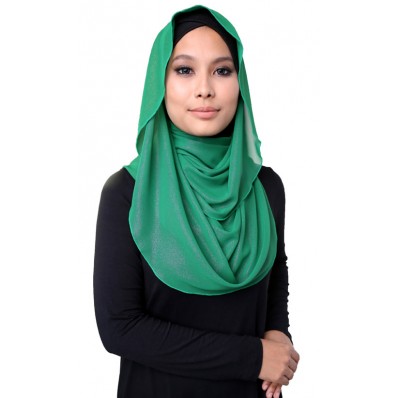 Dual Sided Glitter Halfmoon Shawl in Emerald Green