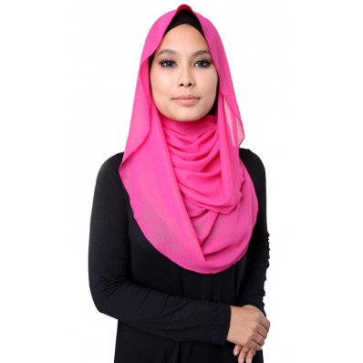 Dual Sided Glitter Halfmoon Shawl in Rose Pink