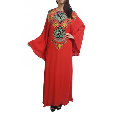 Isla Batik Long Kaftan in Chilli Red