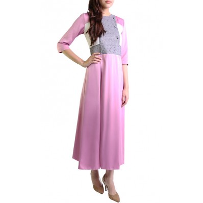 Ines Dress in Pink and Grey