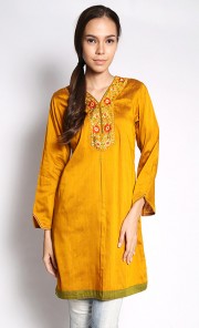 Exclusive Shantung Cotton Kurti in Yellow