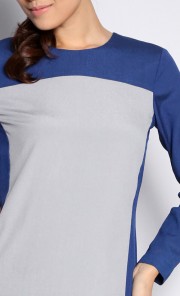 Nadiya Colour Block Dress in Grey and Navy