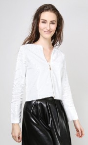 Zerene Sequinned Reversible Top and Jacket in Off White