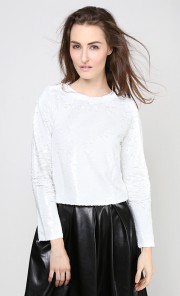 Zerene Sequinned Reversible Top and Jacket in Off White